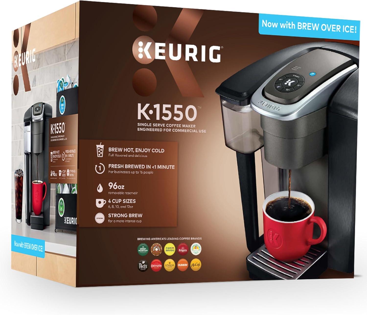 imageKeurig Small Office Coffee Station Bundle Includes K1550 Single Serve Coffee Maker 4 Value 48ct KCup Pod Coffee Boxes 192 Servings 1 KCupPod Merchandiser