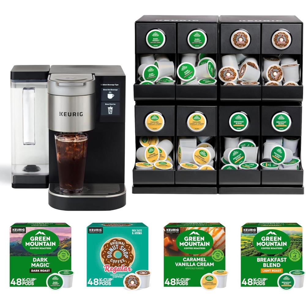 imageKeurig Medium Office Coffee Station Bundle Includes K2550 Single Serve Coffee Maker with 110 oz Water Reservoir 4 Value 48ct KCup Pod Coffee Boxes 192 Servings 1 KCup Pod Merchandiser
