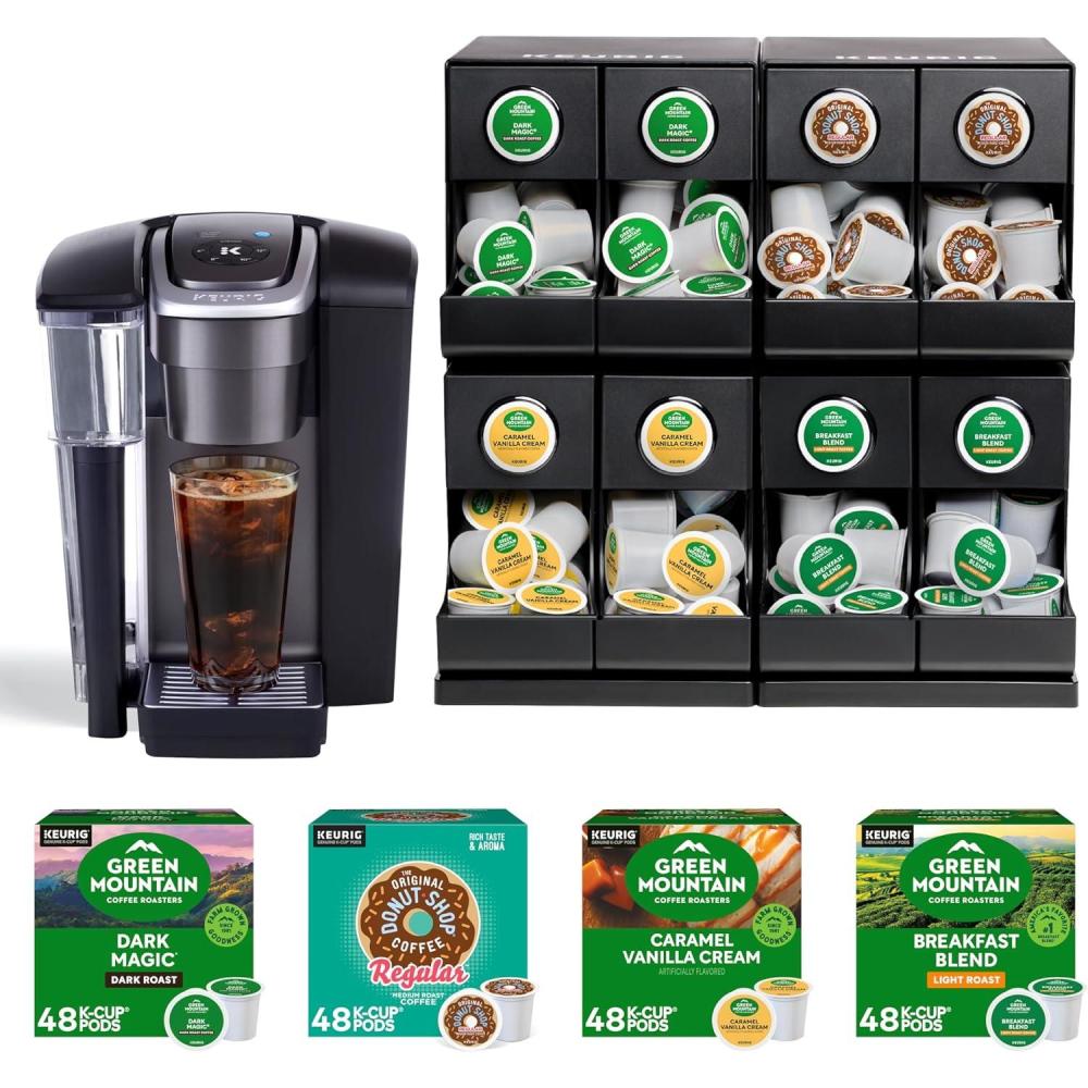 imageKeurig Small Office Coffee Station Bundle Includes K1550 Single Serve Coffee Maker 4 Value 48ct KCup Pod Coffee Boxes 192 Servings 1 KCupPod Merchandiser