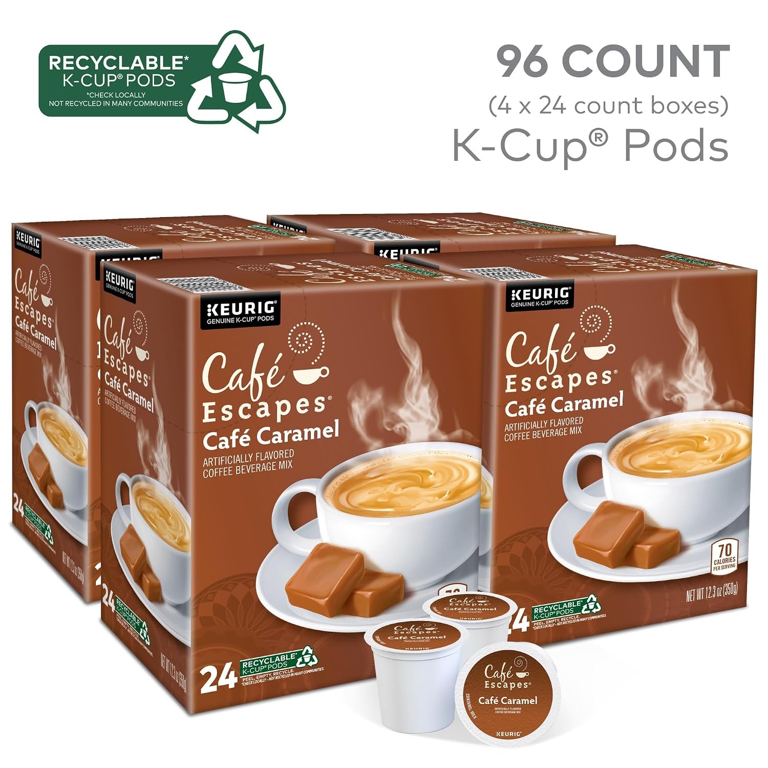 image:imageCafe Escapes Chai Latte Keurig SingleServe KCup Pods 96 CountCaramel