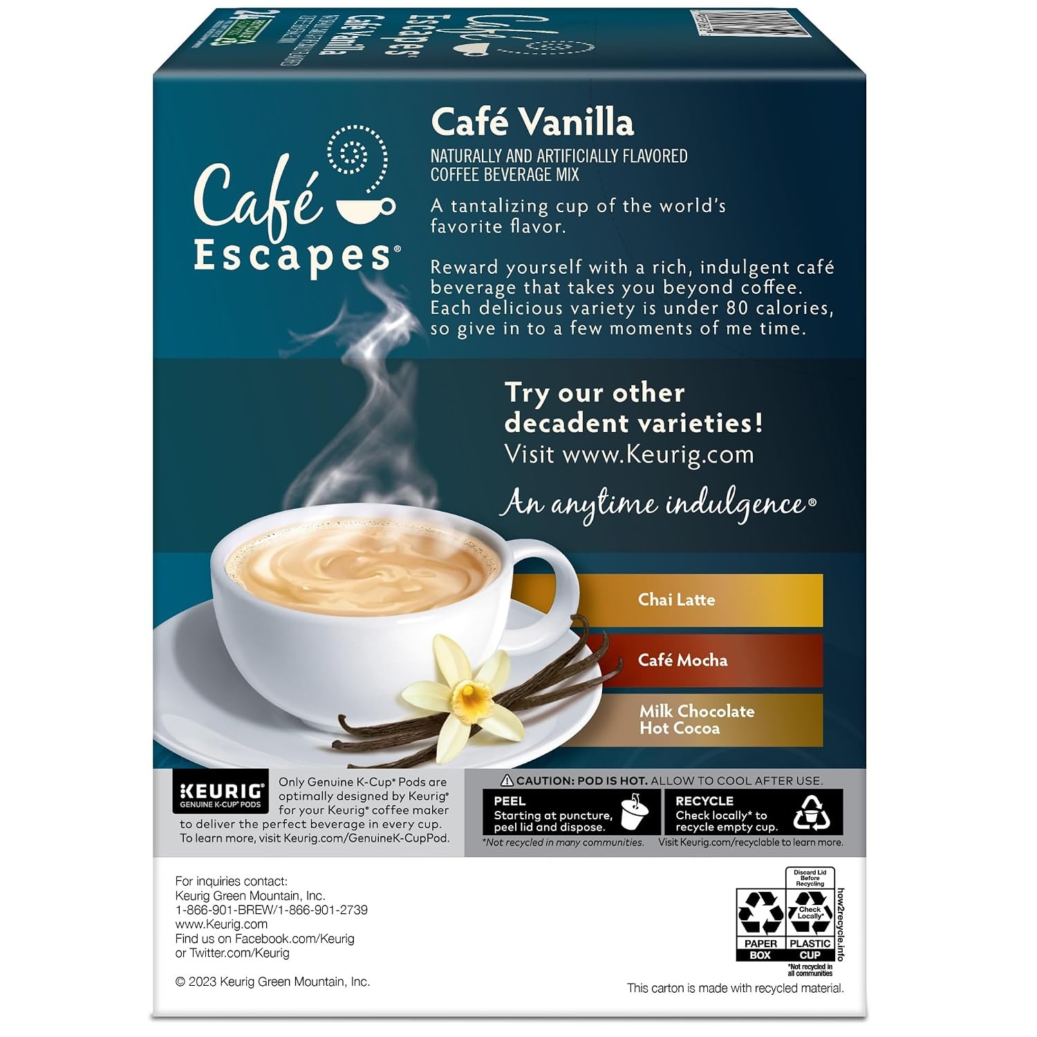 image:imageCafe Escapes Chai Latte Keurig SingleServe KCup Pods 96 CountVanilla