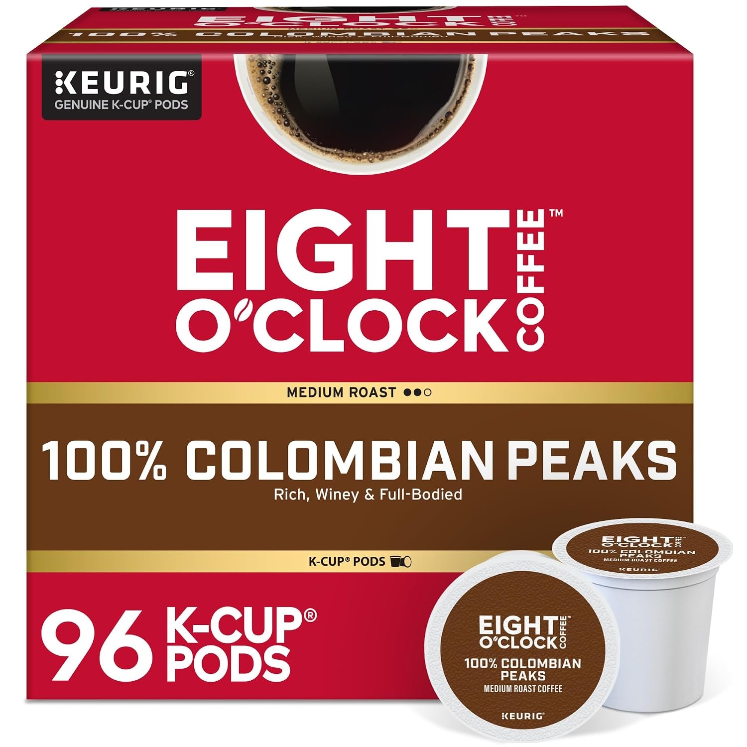 image:imageEight OClock Coffee Colombian Peaks SingleServe Keurig KCup Pods Medium Roast Coffee Pods 96 CountColombian Peaks