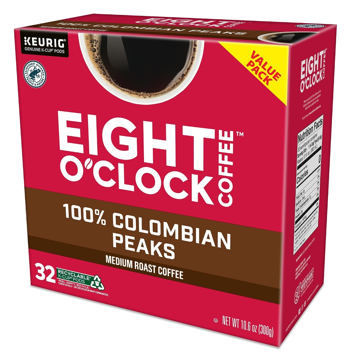 image:imageEight OClock Coffee Colombian Peaks SingleServe Keurig KCup Pods Medium Roast Coffee Pods 96 CountColombian Peaks