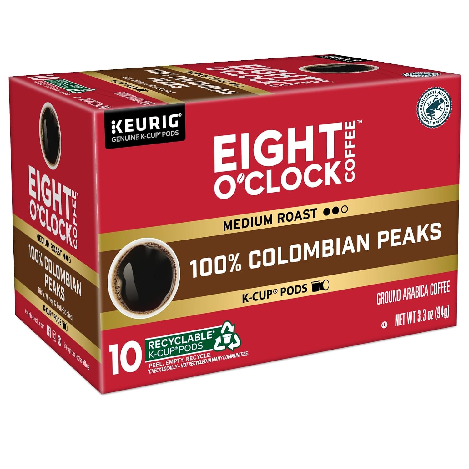 image:imageEight OClock Coffee Colombian Peaks SingleServe Keurig KCup Pods Medium Roast Coffee Pods 96 CountColombian Peaks