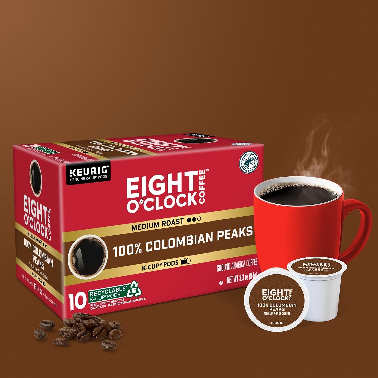 image:imageEight OClock Coffee Colombian Peaks SingleServe Keurig KCup Pods Medium Roast Coffee Pods 96 CountColombian Peaks