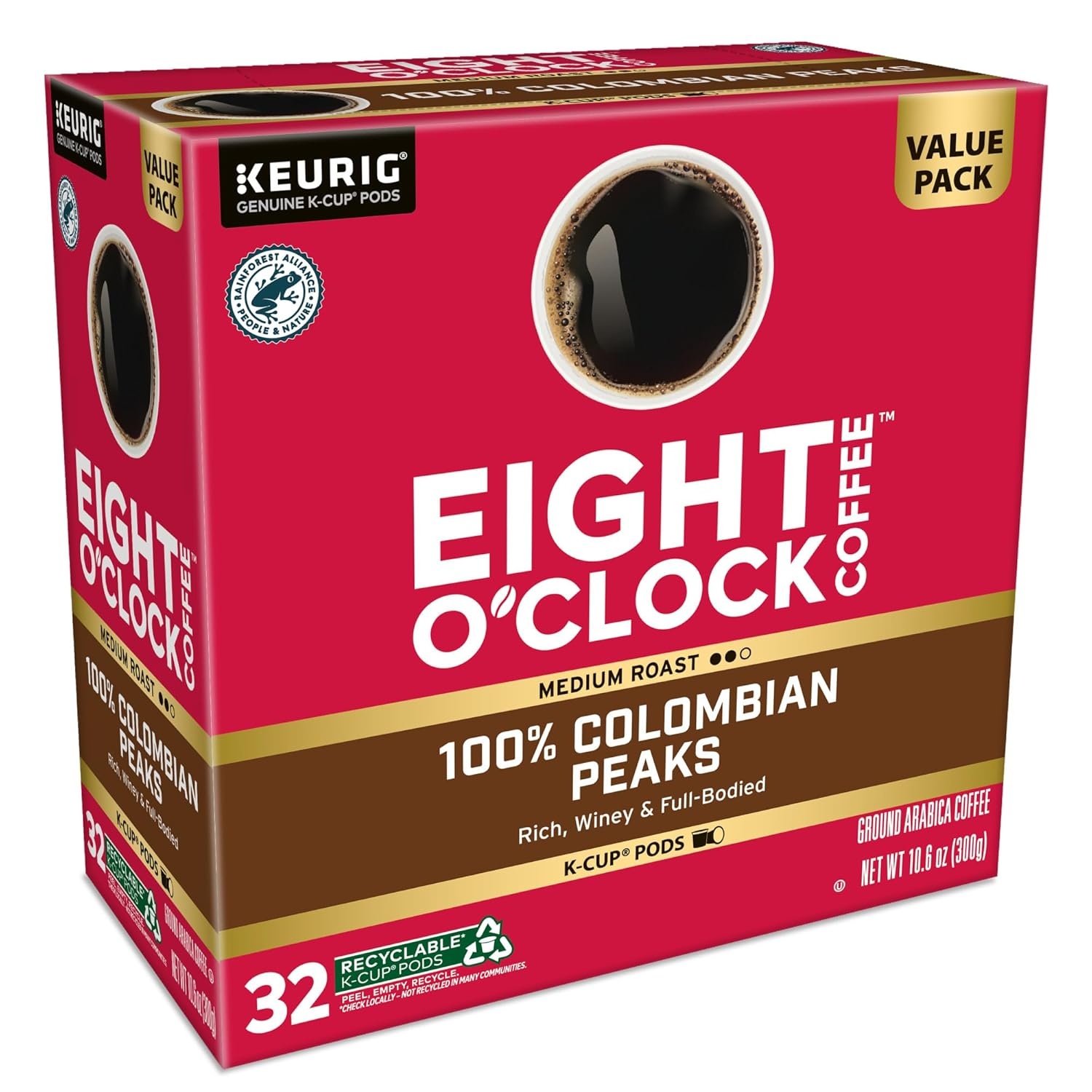 image:imageEight OClock Coffee Colombian Peaks SingleServe Keurig KCup Pods Medium Roast Coffee Pods 96 CountColombian Peaks