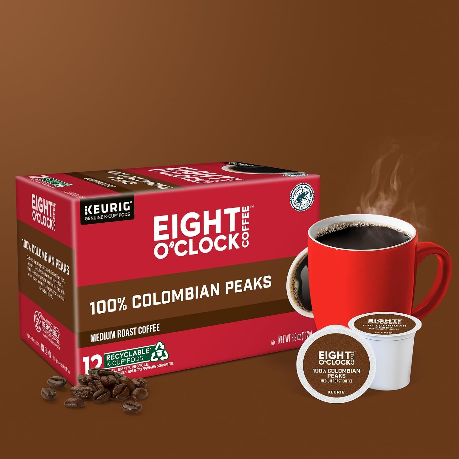 image:imageEight OClock Coffee Colombian Peaks SingleServe Keurig KCup Pods Medium Roast Coffee Pods 96 CountColombian Peaks