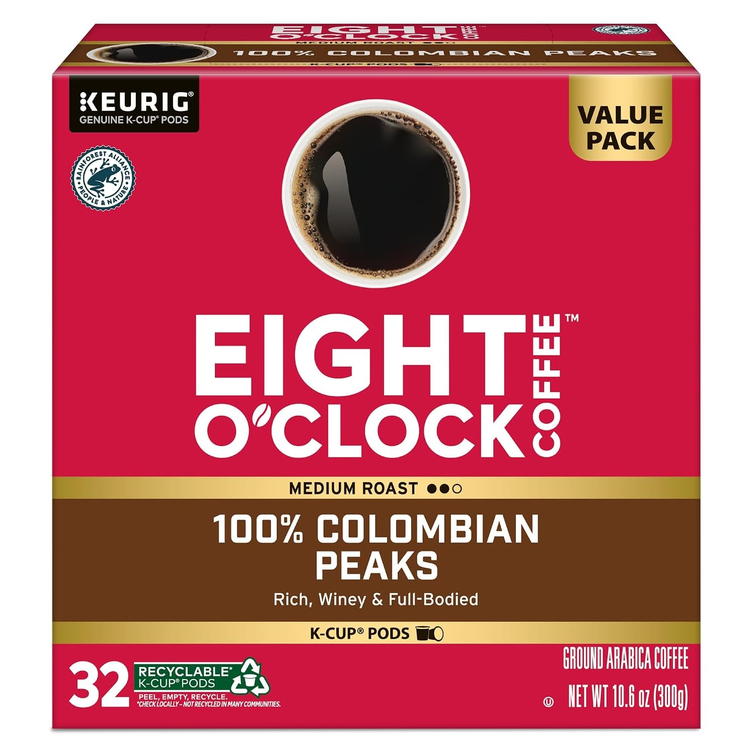 image:imageEight OClock Coffee Colombian Peaks SingleServe Keurig KCup Pods Medium Roast Coffee Pods 96 CountColombian Peaks