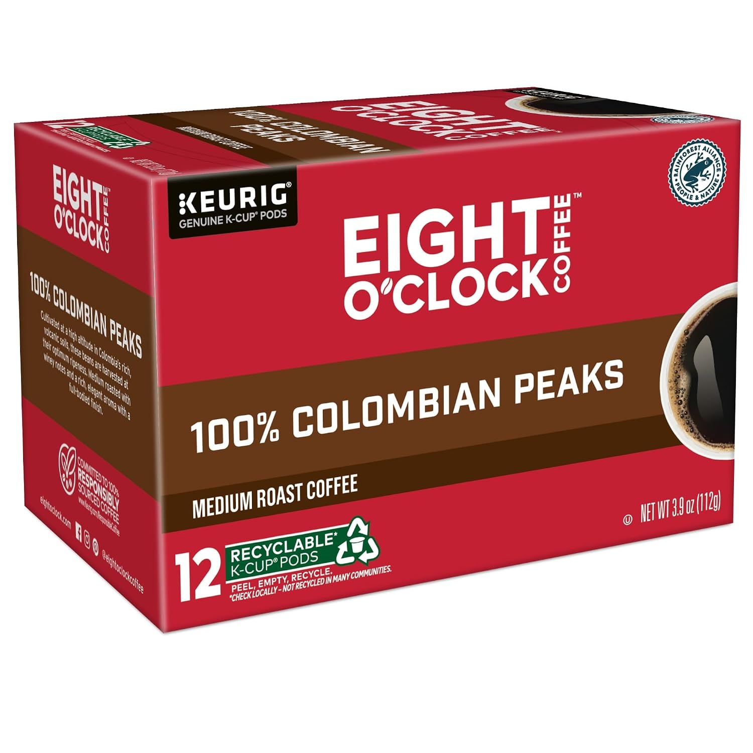 image:imageEight OClock Coffee Colombian Peaks SingleServe Keurig KCup Pods Medium Roast Coffee Pods 96 CountColombian Peaks