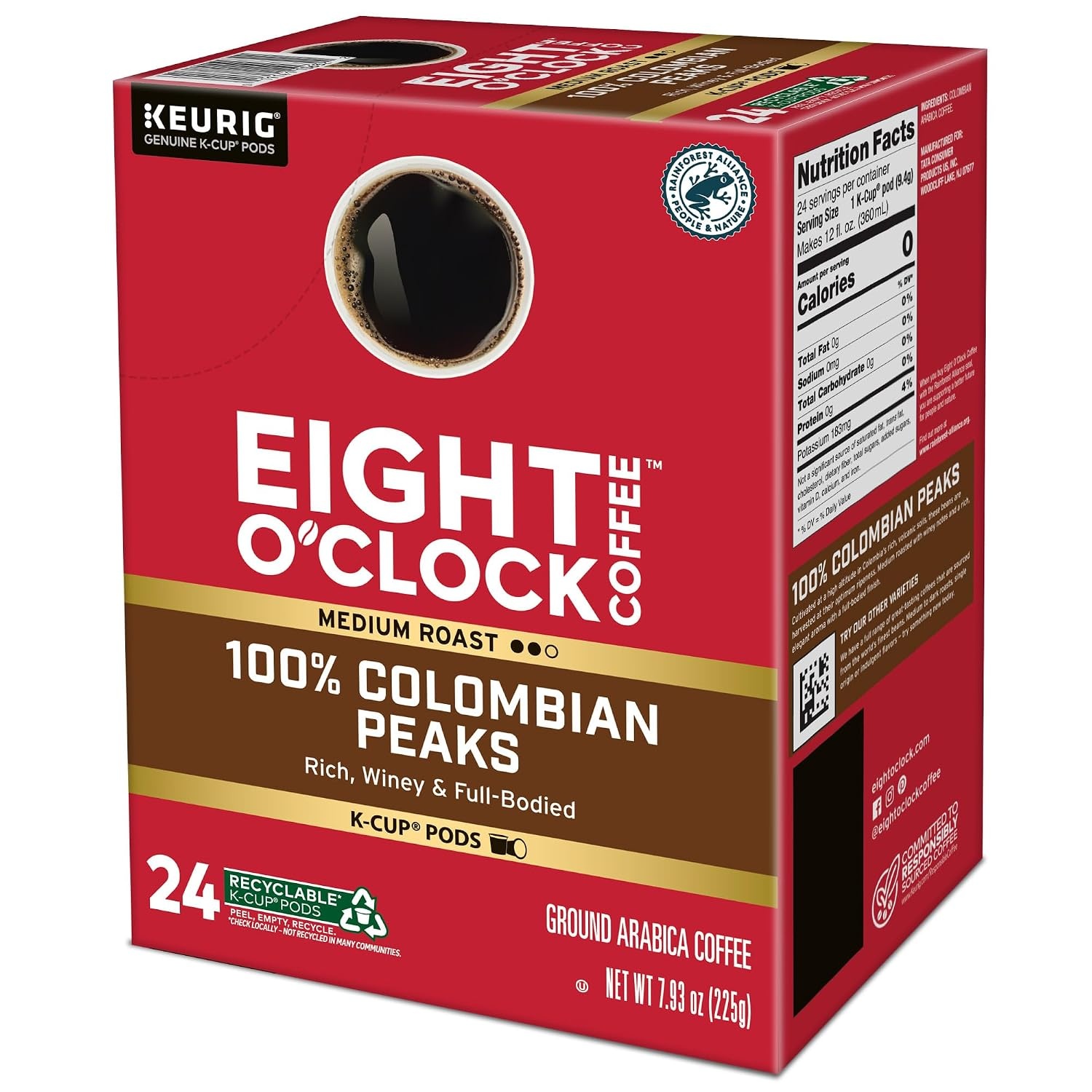 image:imageEight OClock Coffee Colombian Peaks SingleServe Keurig KCup Pods Medium Roast Coffee Pods 96 CountColombian Peaks