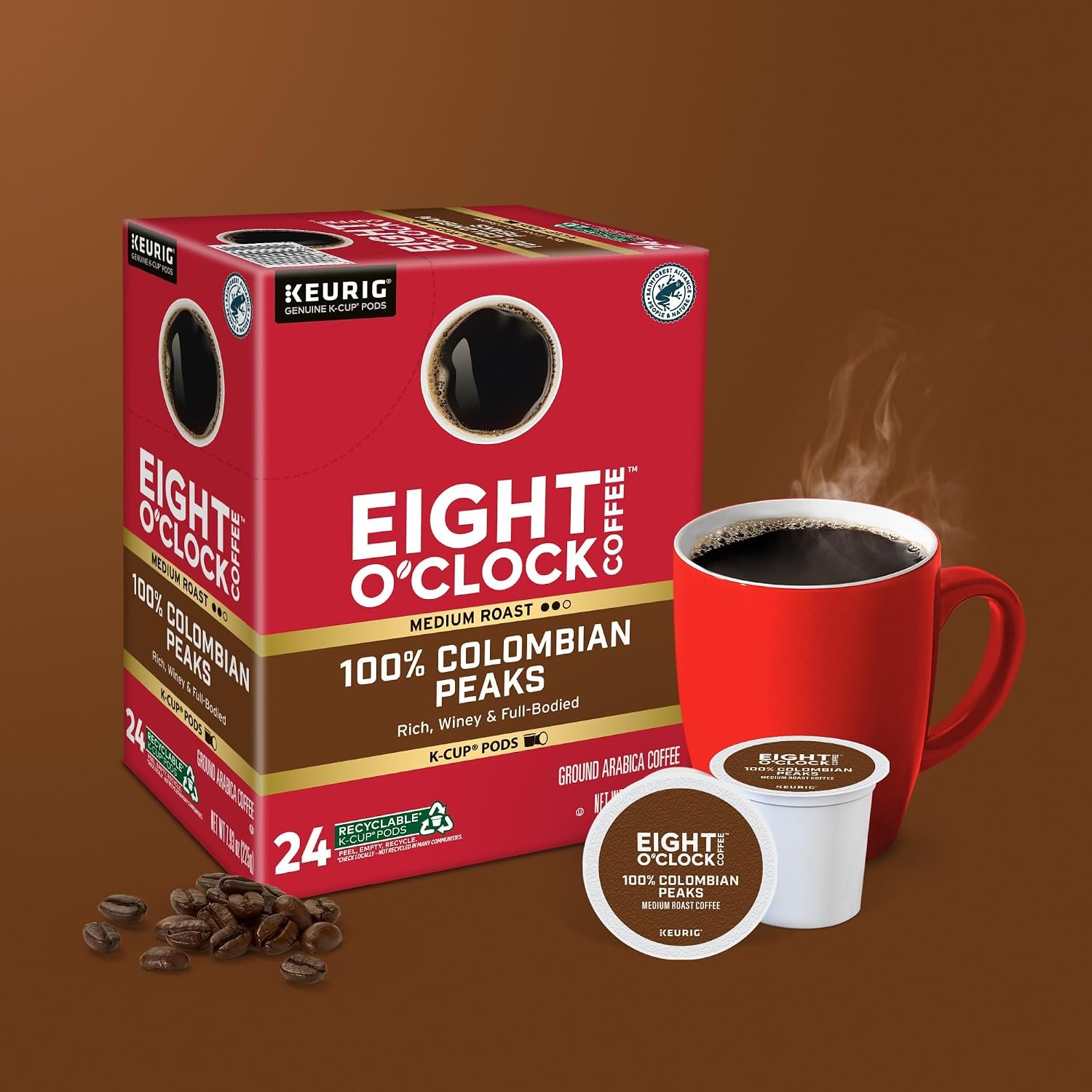 image:imageEight OClock Coffee Colombian Peaks SingleServe Keurig KCup Pods Medium Roast Coffee Pods 96 CountColombian Peaks