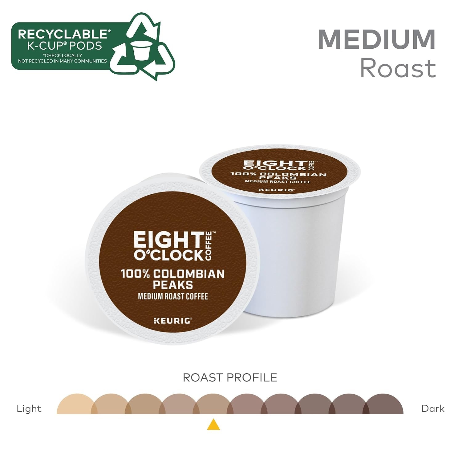 image:imageEight OClock Coffee Colombian Peaks SingleServe Keurig KCup Pods Medium Roast Coffee Pods 96 CountColombian Peaks
