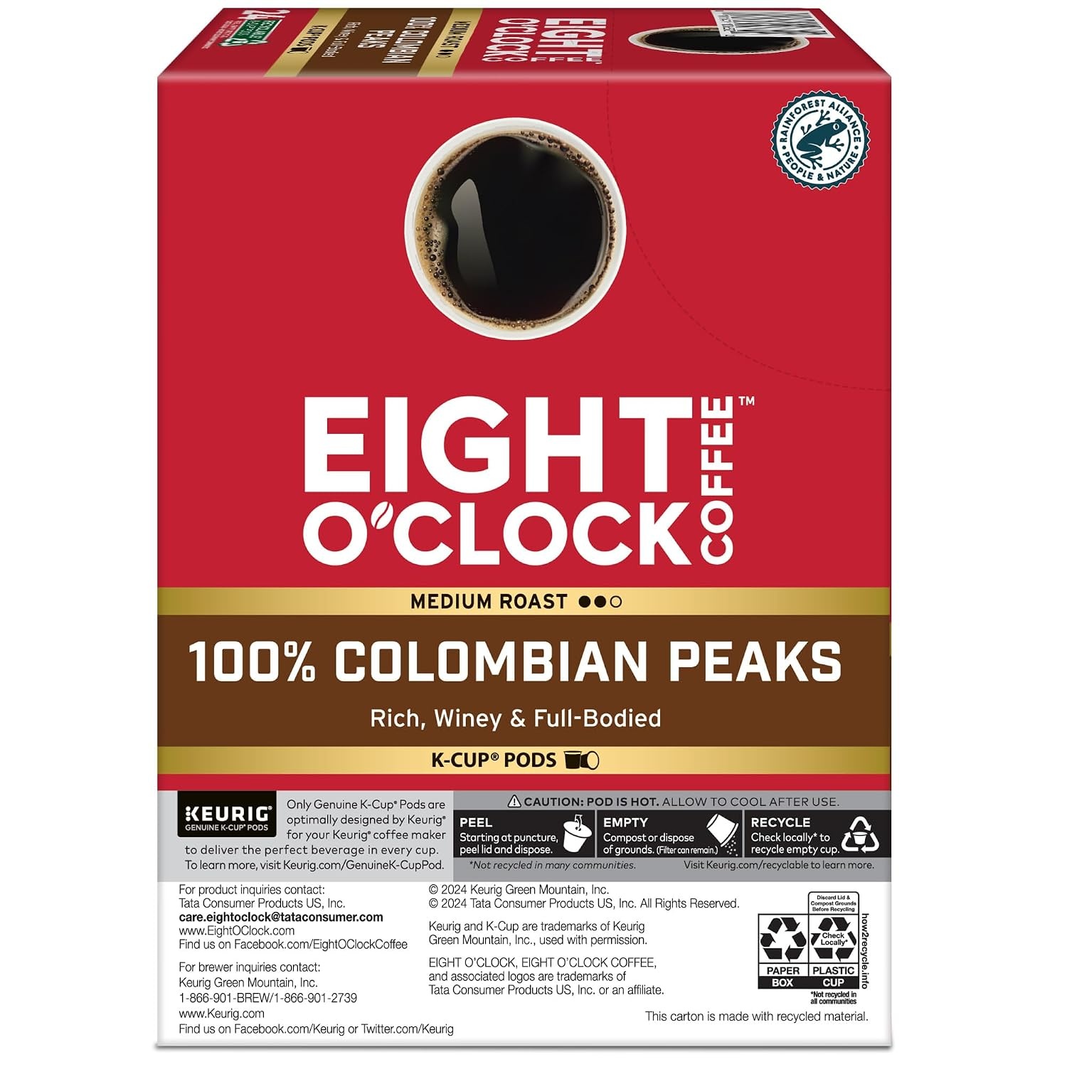 image:imageEight OClock Coffee Colombian Peaks SingleServe Keurig KCup Pods Medium Roast Coffee Pods 96 CountColombian Peaks