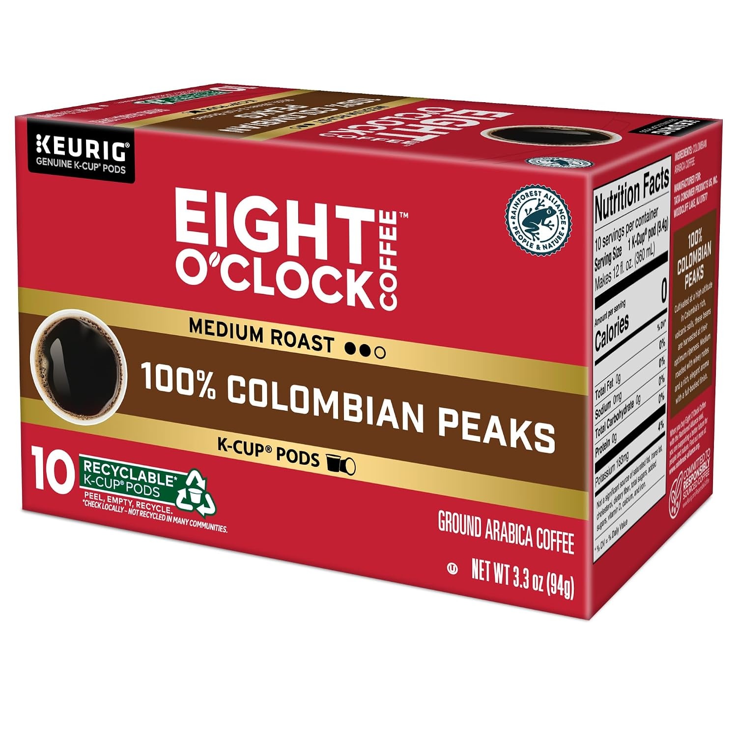 image:imageEight OClock Coffee Colombian Peaks SingleServe Keurig KCup Pods Medium Roast Coffee Pods 96 CountColombian Peaks