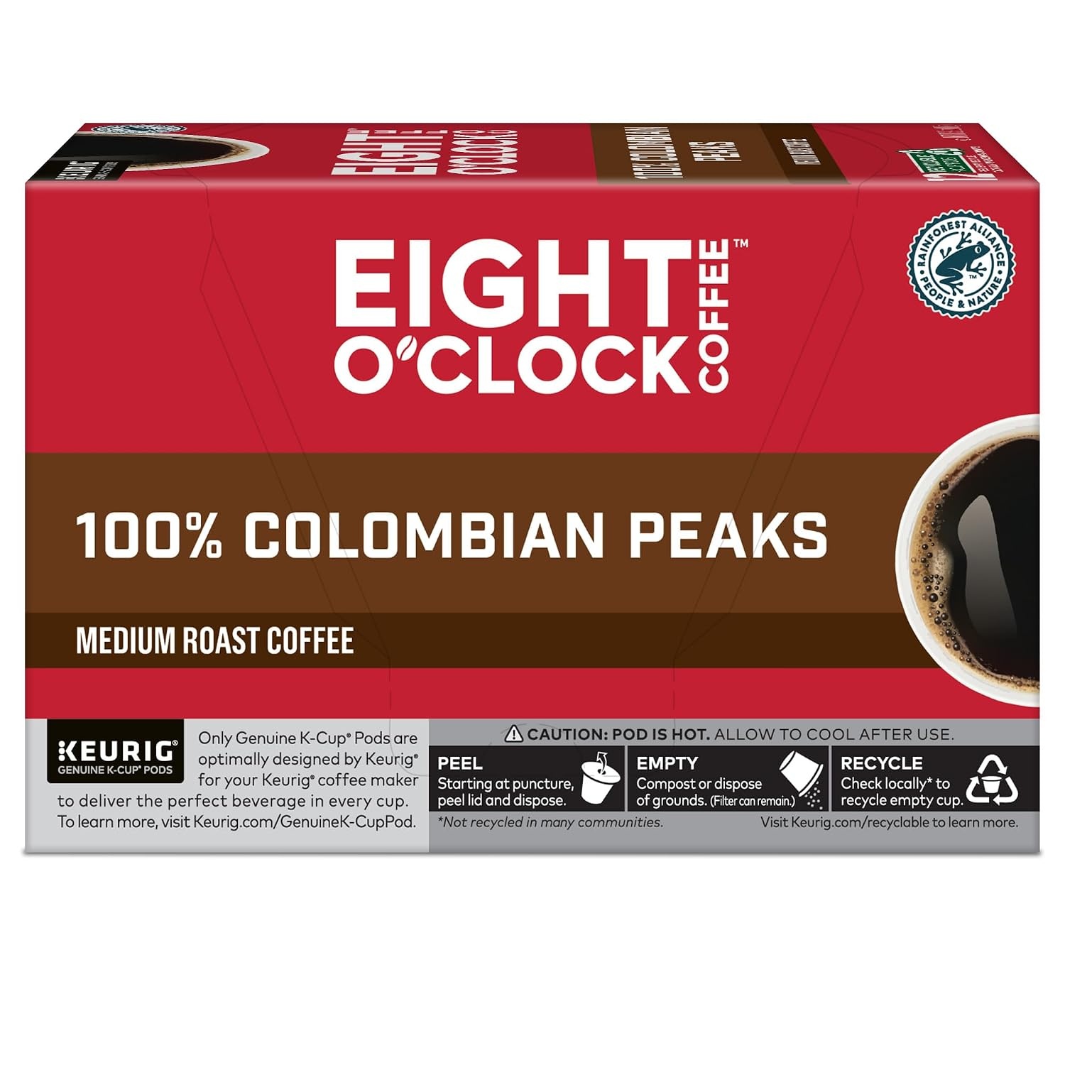 image:imageEight OClock Coffee Colombian Peaks SingleServe Keurig KCup Pods Medium Roast Coffee Pods 96 CountColombian Peaks