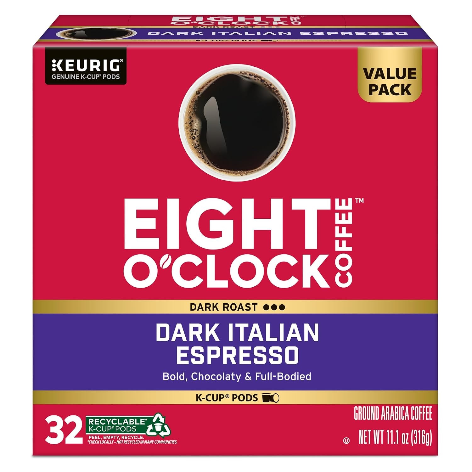 image:imageEight OClock Coffee Colombian Peaks SingleServe Keurig KCup Pods Medium Roast Coffee Pods 96 CountDark Italian