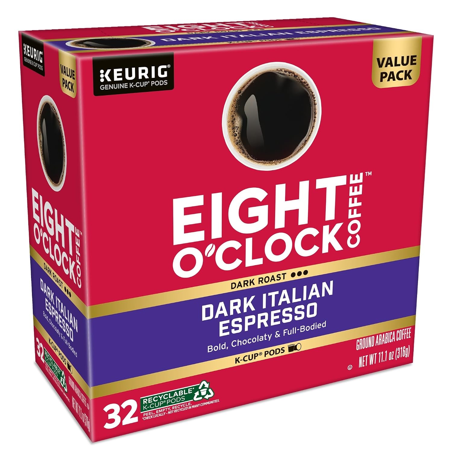 image:imageEight OClock Coffee Colombian Peaks SingleServe Keurig KCup Pods Medium Roast Coffee Pods 96 CountDark Italian