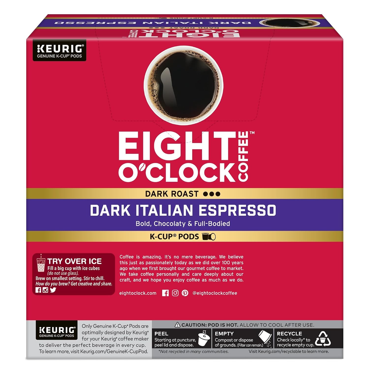 image:imageEight OClock Coffee Colombian Peaks SingleServe Keurig KCup Pods Medium Roast Coffee Pods 96 CountDark Italian