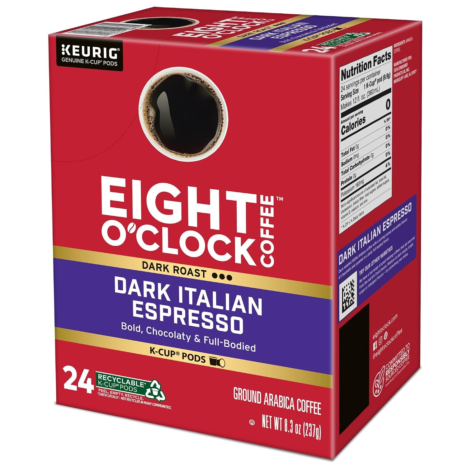 image:imageEight OClock Coffee Colombian Peaks SingleServe Keurig KCup Pods Medium Roast Coffee Pods 96 CountDark Italian
