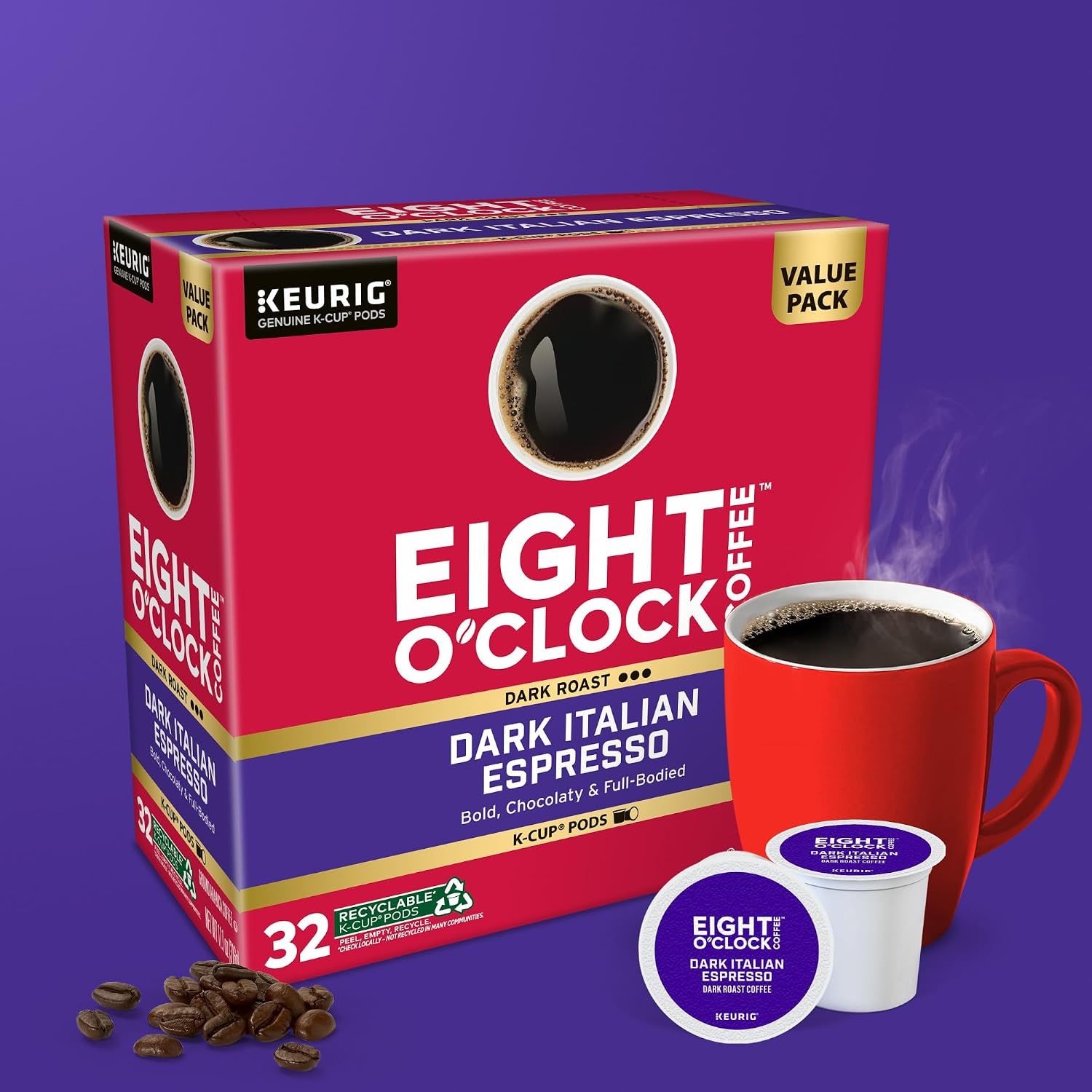 image:imageEight OClock Coffee Colombian Peaks SingleServe Keurig KCup Pods Medium Roast Coffee Pods 96 CountDark Italian