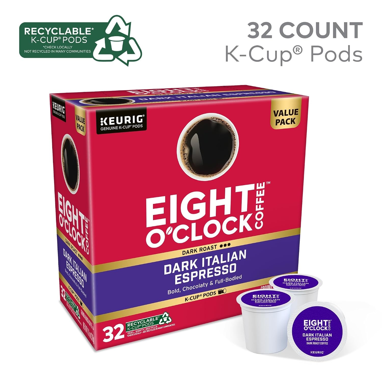 image:imageEight OClock Coffee Colombian Peaks SingleServe Keurig KCup Pods Medium Roast Coffee Pods 96 CountDark Italian