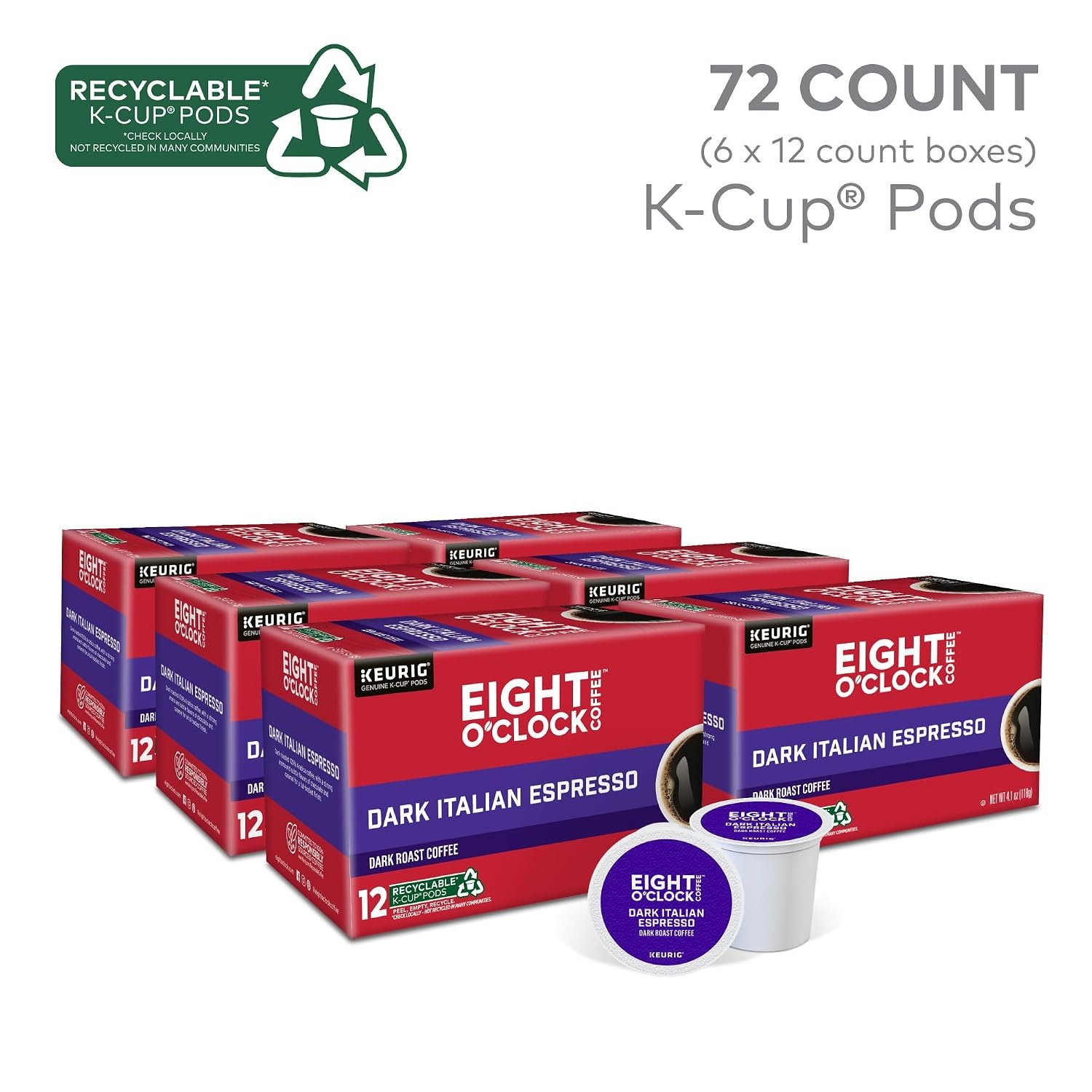 image:imageEight OClock Coffee Colombian Peaks SingleServe Keurig KCup Pods Medium Roast Coffee Pods 96 CountDark Italian