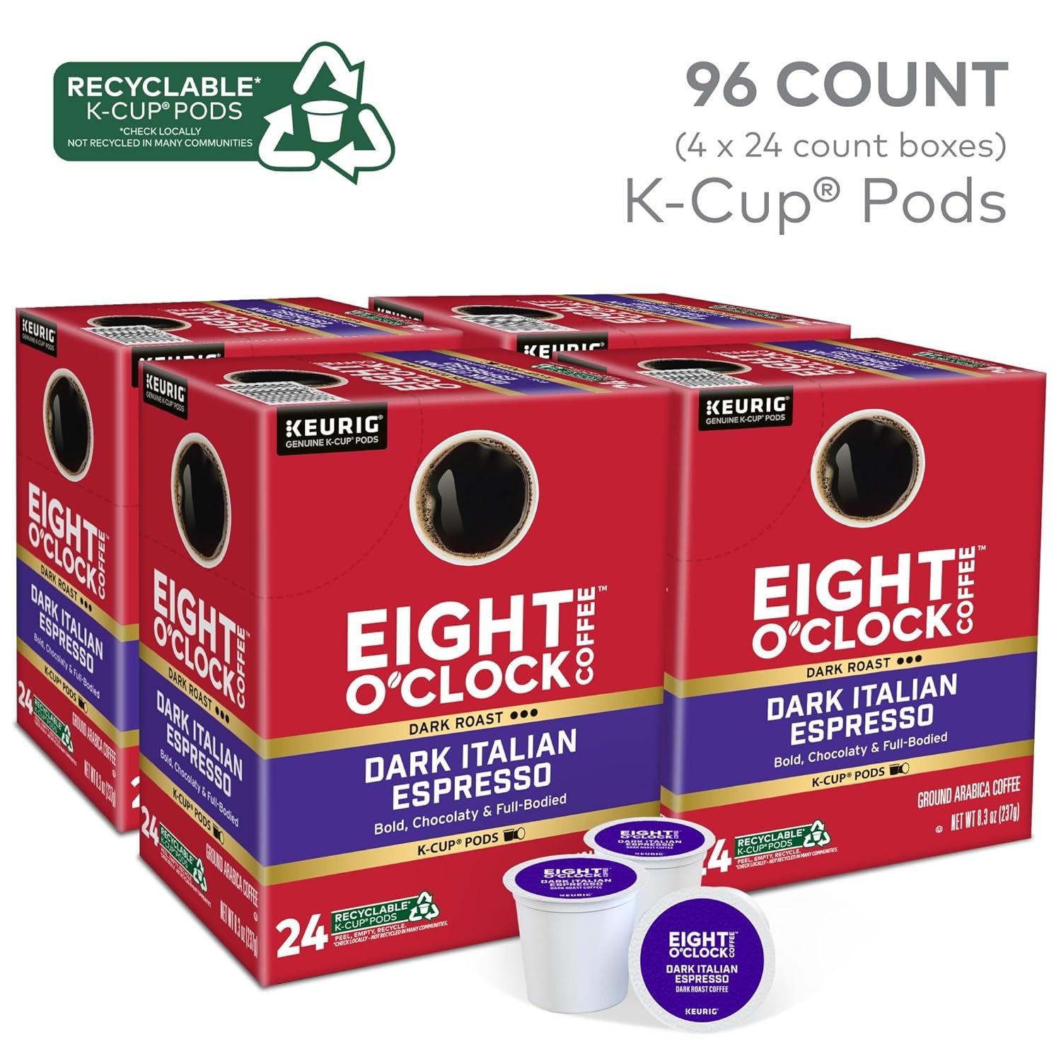image:imageEight OClock Coffee Colombian Peaks SingleServe Keurig KCup Pods Medium Roast Coffee Pods 96 CountDark Italian