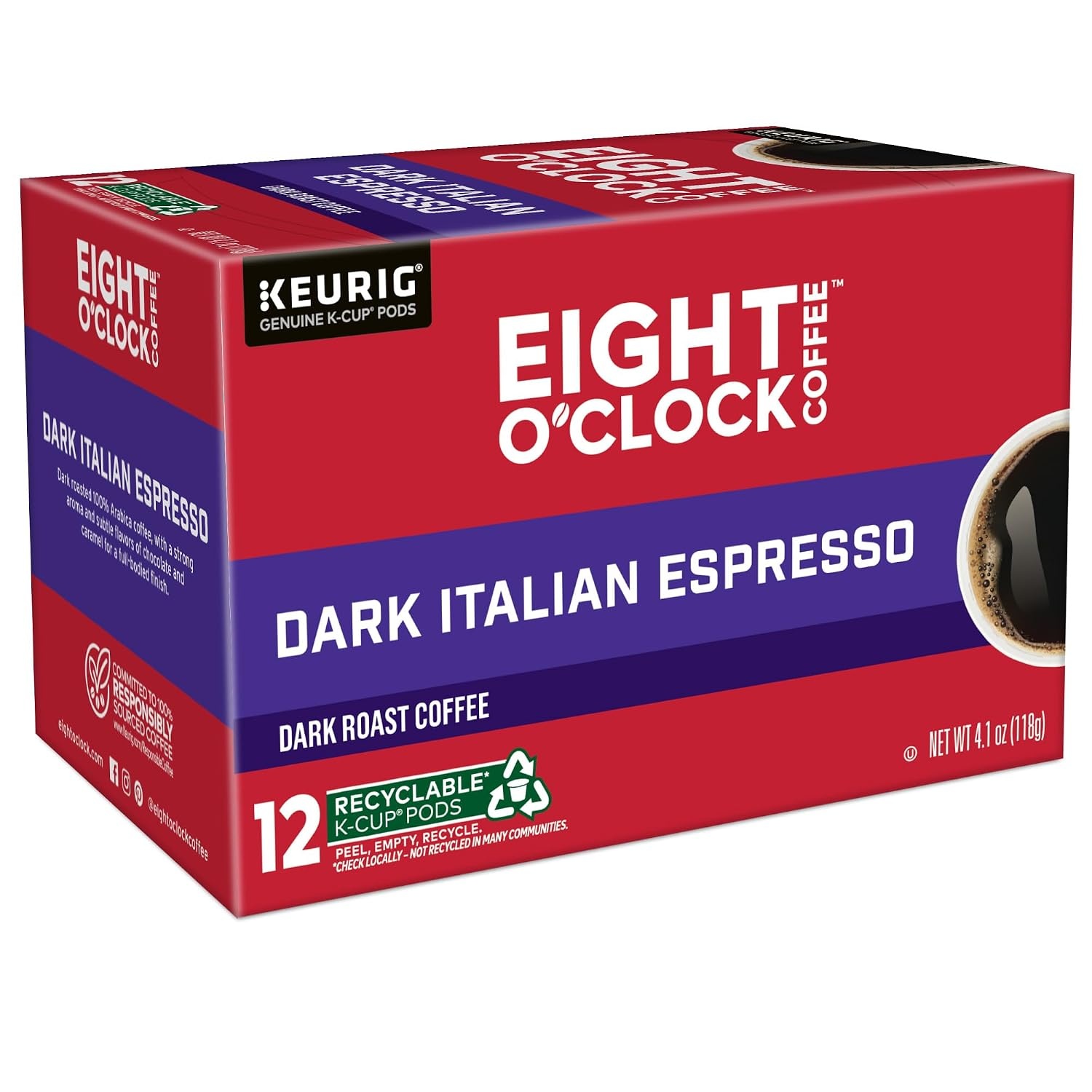 image:imageEight OClock Coffee Colombian Peaks SingleServe Keurig KCup Pods Medium Roast Coffee Pods 96 CountDark Italian