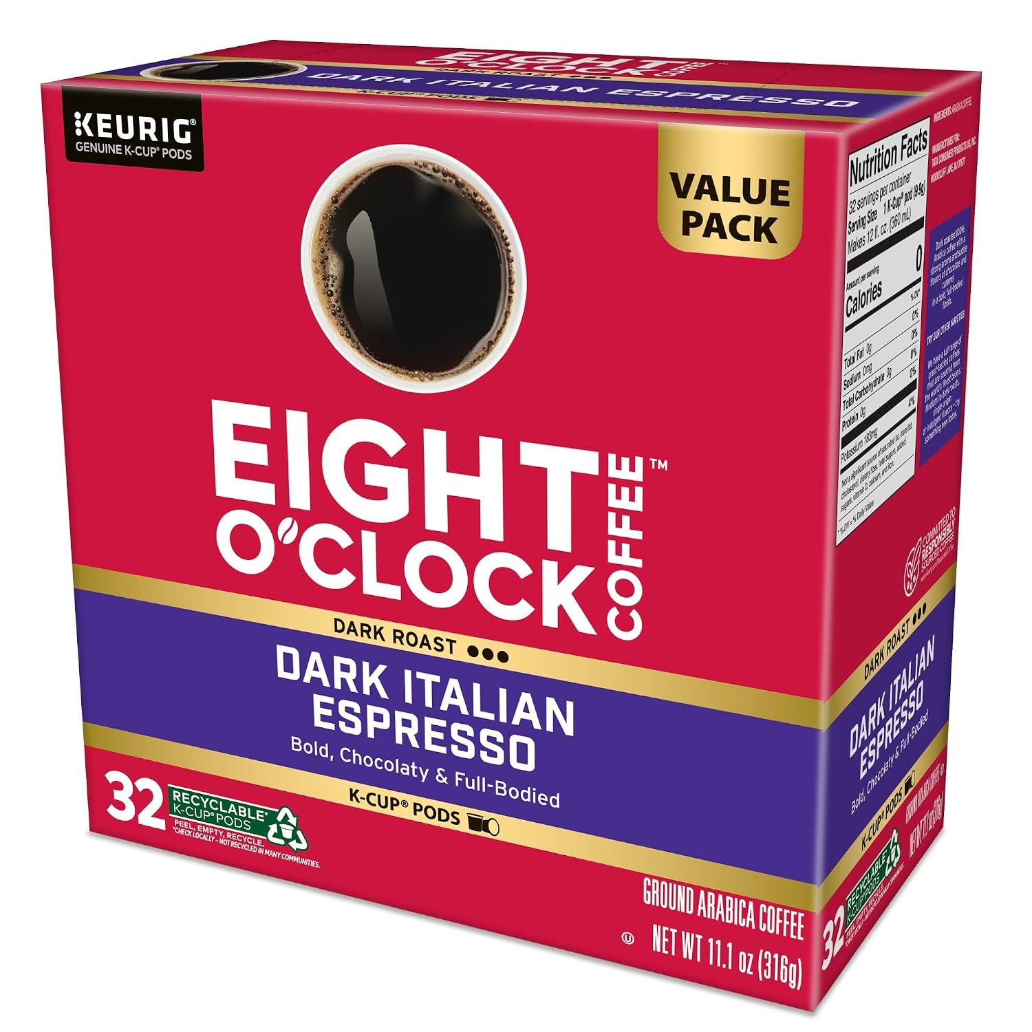 image:imageEight OClock Coffee Colombian Peaks SingleServe Keurig KCup Pods Medium Roast Coffee Pods 96 CountDark Italian