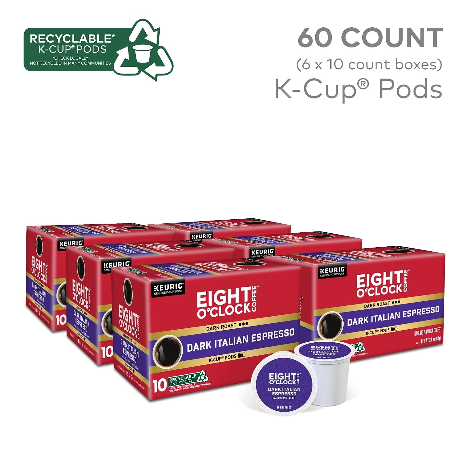 image:imageEight OClock Coffee Colombian Peaks SingleServe Keurig KCup Pods Medium Roast Coffee Pods 96 CountDark Italian