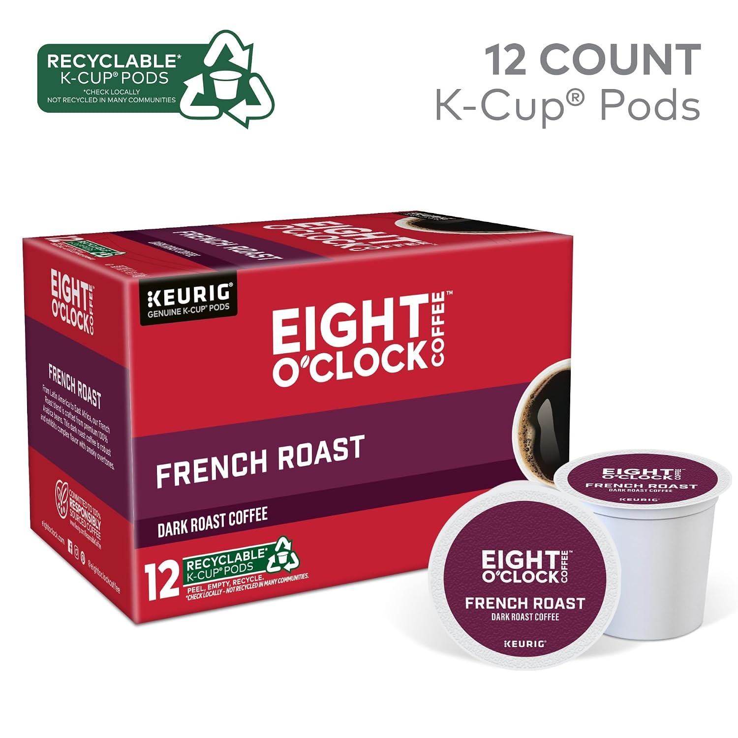 image:imageEight OClock Coffee Colombian Peaks SingleServe Keurig KCup Pods Medium Roast Coffee Pods 96 CountFrench Roast