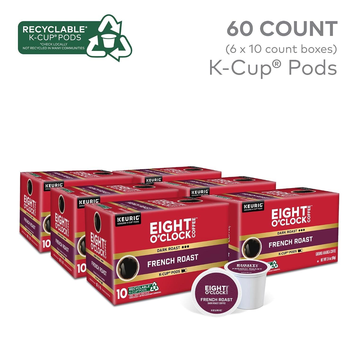 image:imageEight OClock Coffee Colombian Peaks SingleServe Keurig KCup Pods Medium Roast Coffee Pods 96 CountFrench Roast