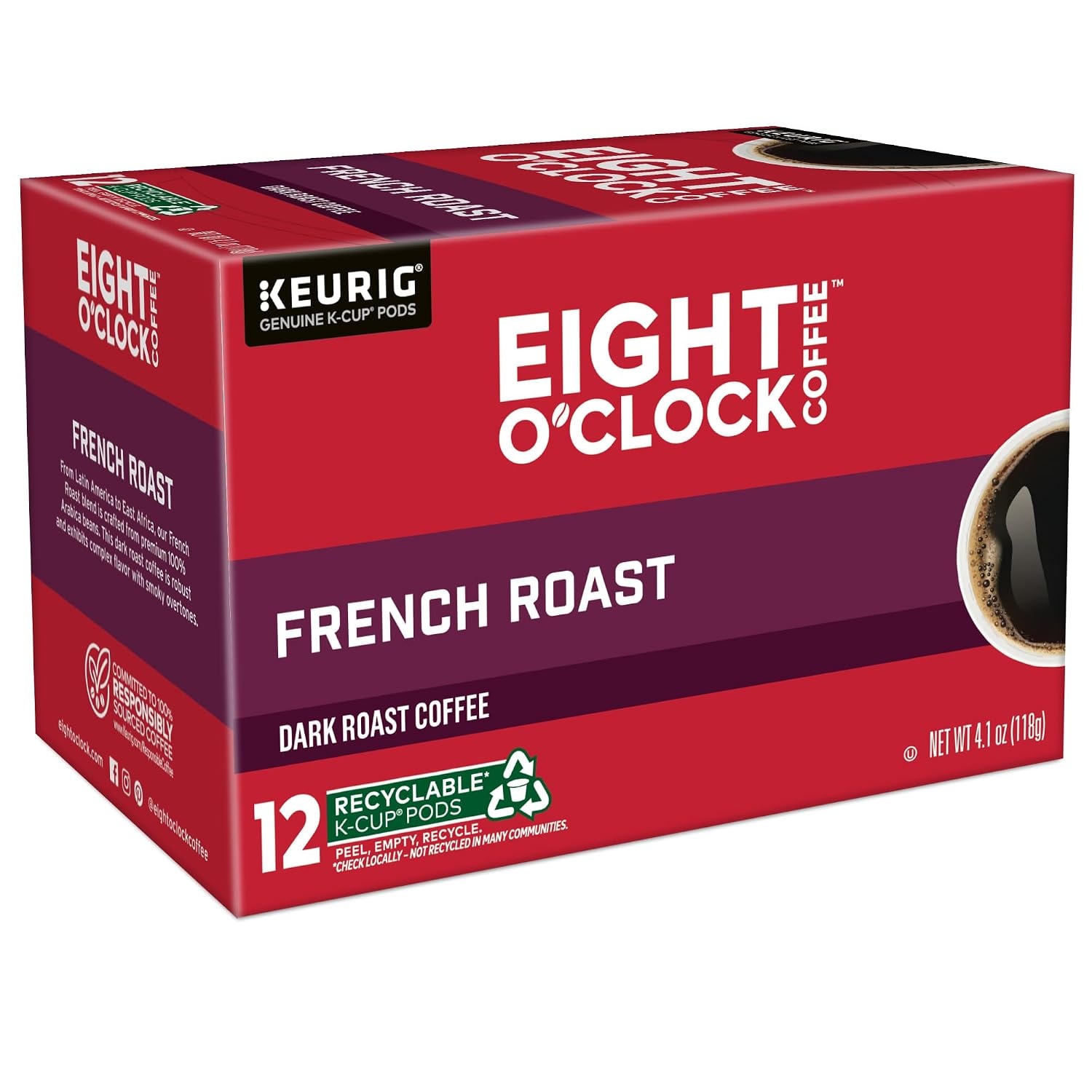 image:imageEight OClock Coffee Colombian Peaks SingleServe Keurig KCup Pods Medium Roast Coffee Pods 96 CountFrench Roast
