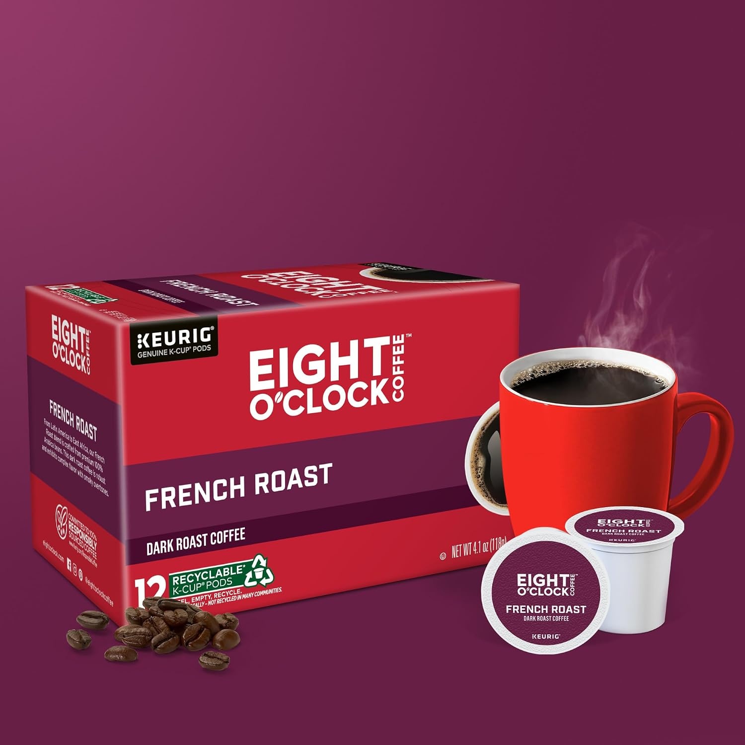 image:imageEight OClock Coffee Colombian Peaks SingleServe Keurig KCup Pods Medium Roast Coffee Pods 96 CountFrench Roast