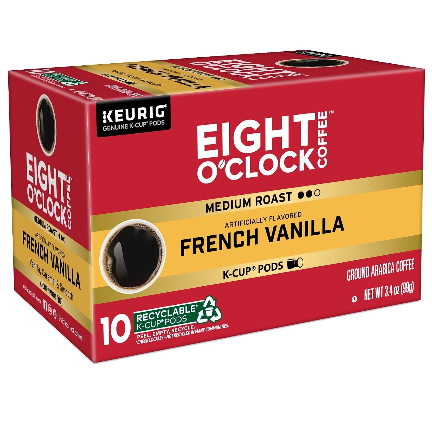 image:imageEight OClock Coffee Colombian Peaks SingleServe Keurig KCup Pods Medium Roast Coffee Pods 96 CountFrench Vanilla