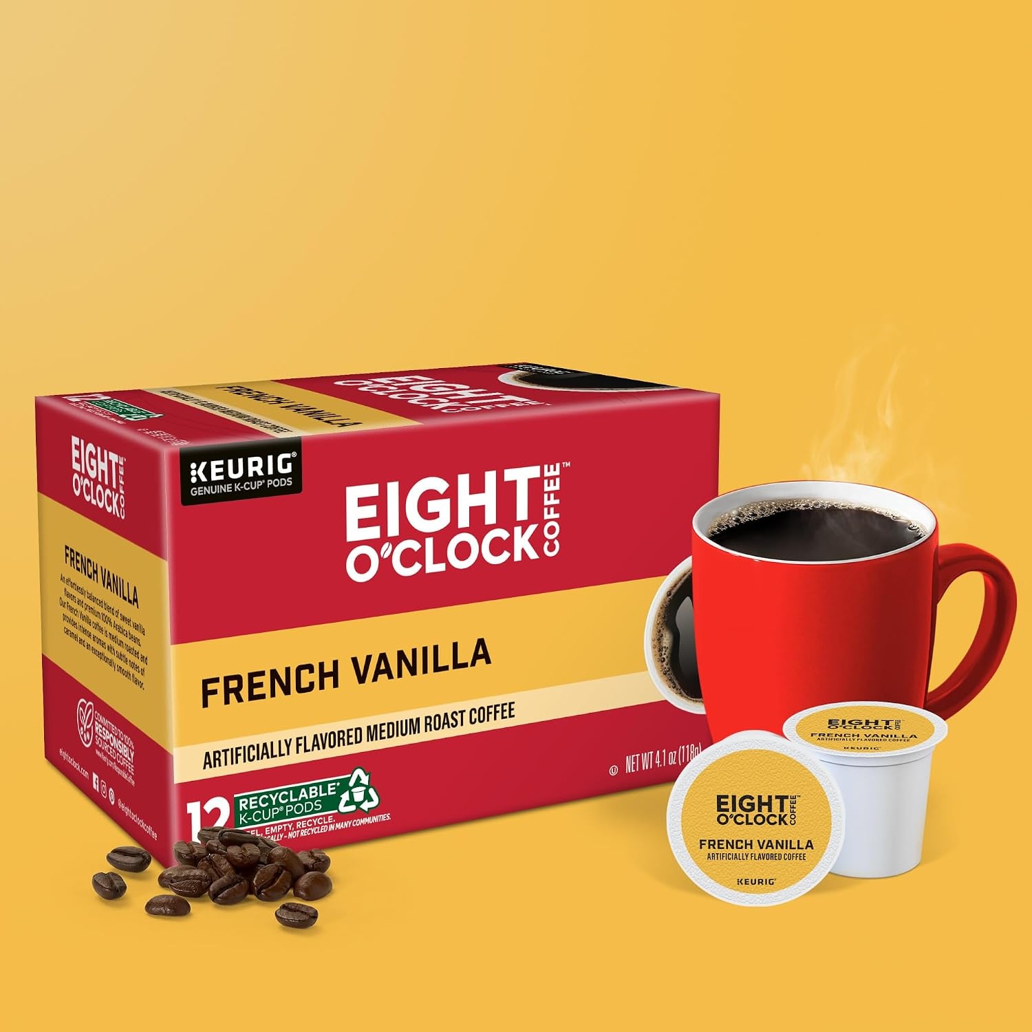 image:imageEight OClock Coffee Colombian Peaks SingleServe Keurig KCup Pods Medium Roast Coffee Pods 96 CountFrench Vanilla