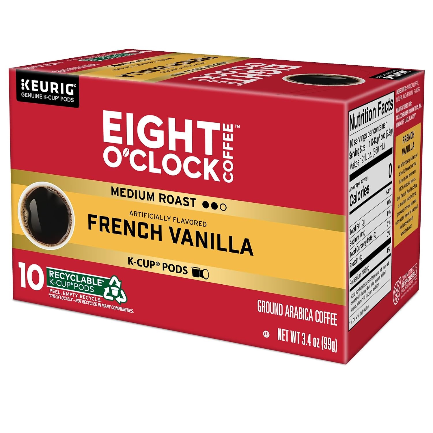image:imageEight OClock Coffee Colombian Peaks SingleServe Keurig KCup Pods Medium Roast Coffee Pods 96 CountFrench Vanilla