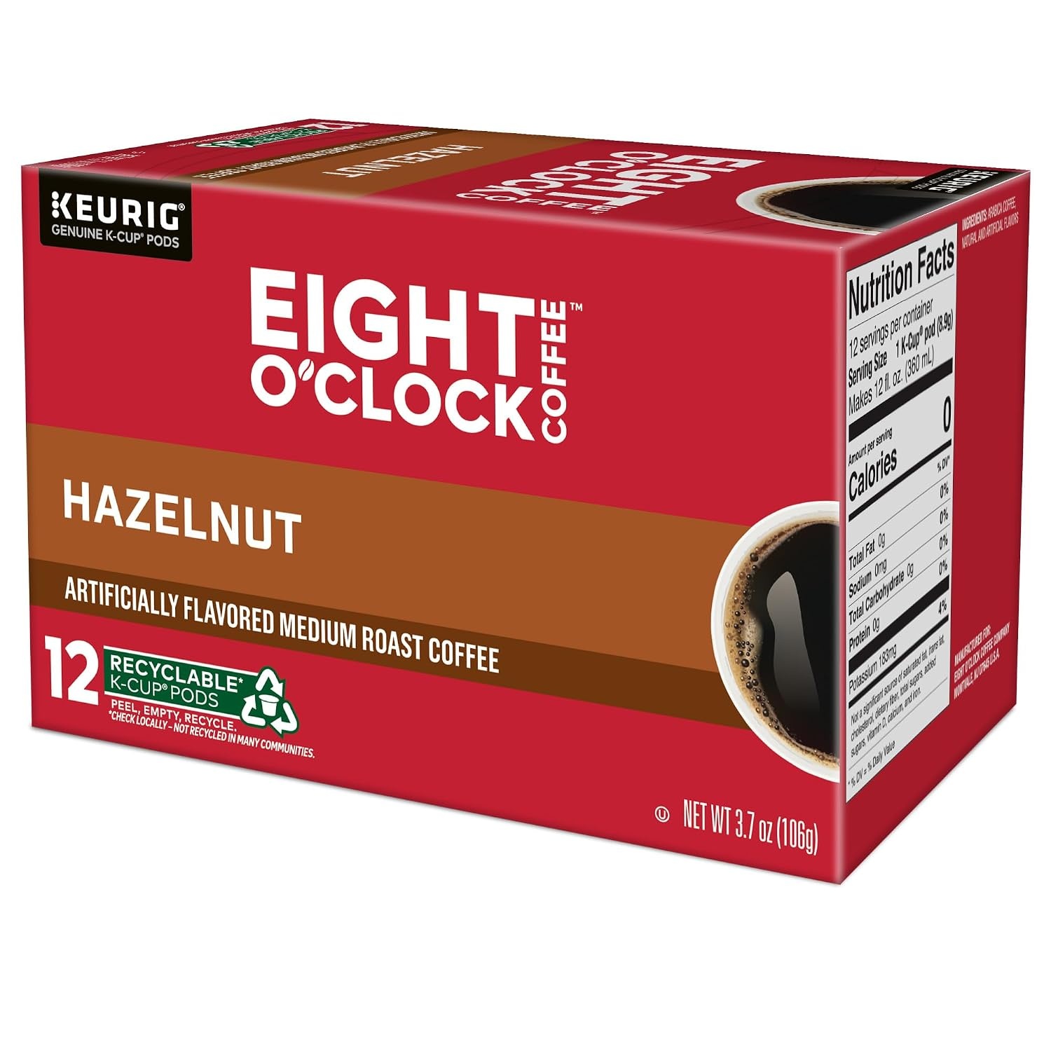 image:imageEight OClock Coffee Colombian Peaks SingleServe Keurig KCup Pods Medium Roast Coffee Pods 96 CountHazelnut