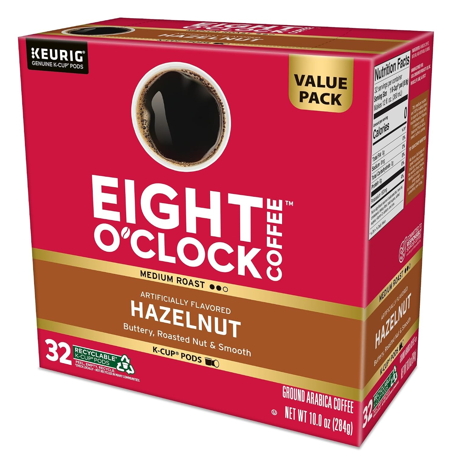 image:imageEight OClock Coffee Colombian Peaks SingleServe Keurig KCup Pods Medium Roast Coffee Pods 96 CountHazelnut