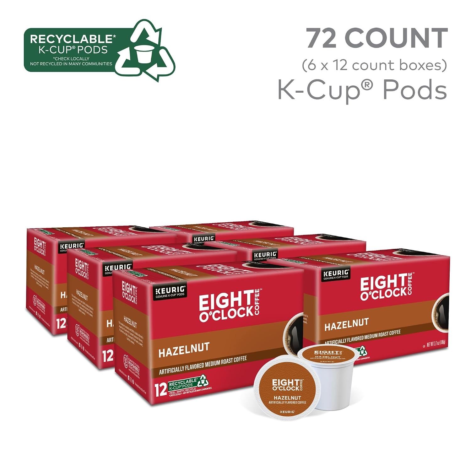 image:imageEight OClock Coffee Colombian Peaks SingleServe Keurig KCup Pods Medium Roast Coffee Pods 96 CountHazelnut