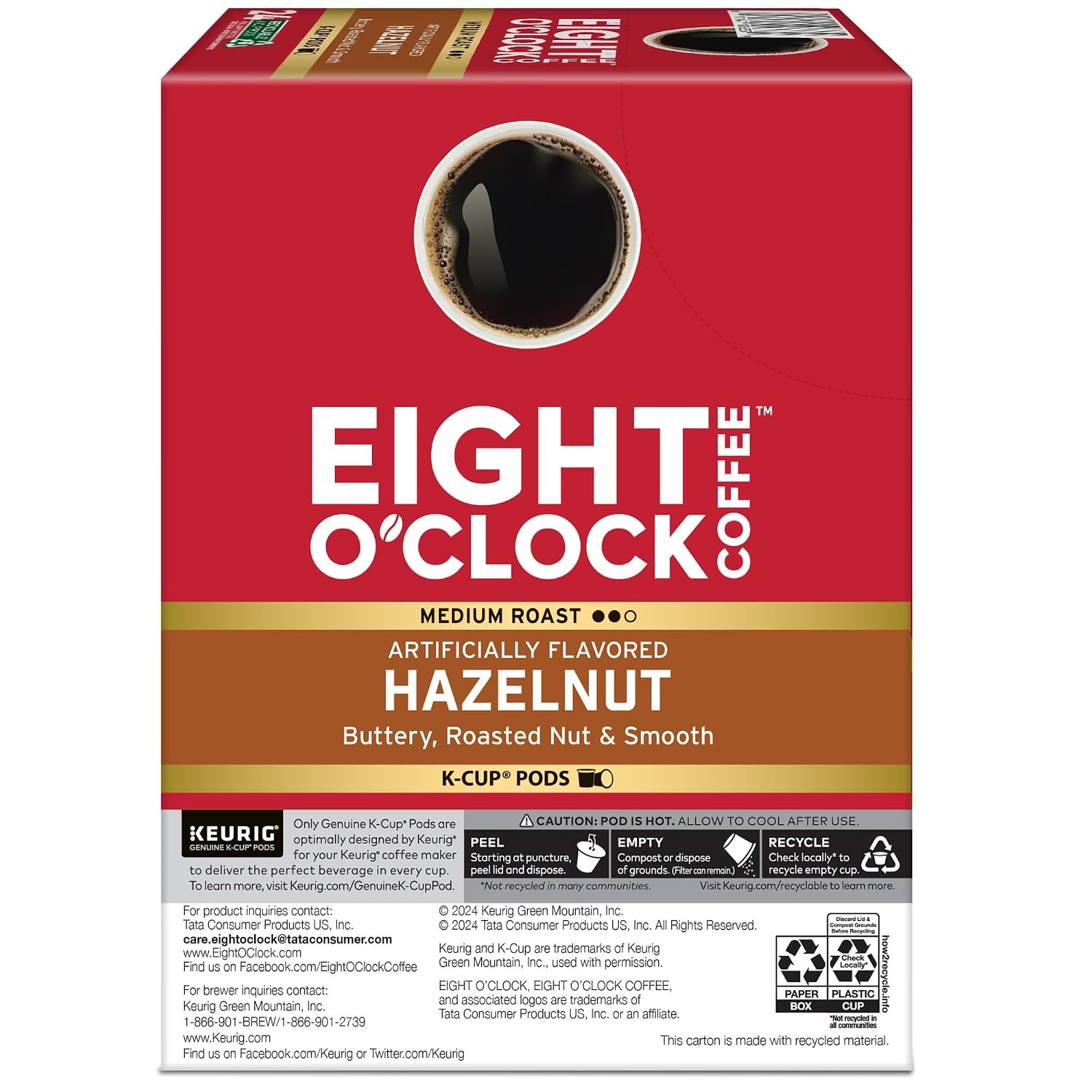 image:imageEight OClock Coffee Colombian Peaks SingleServe Keurig KCup Pods Medium Roast Coffee Pods 96 CountHazelnut