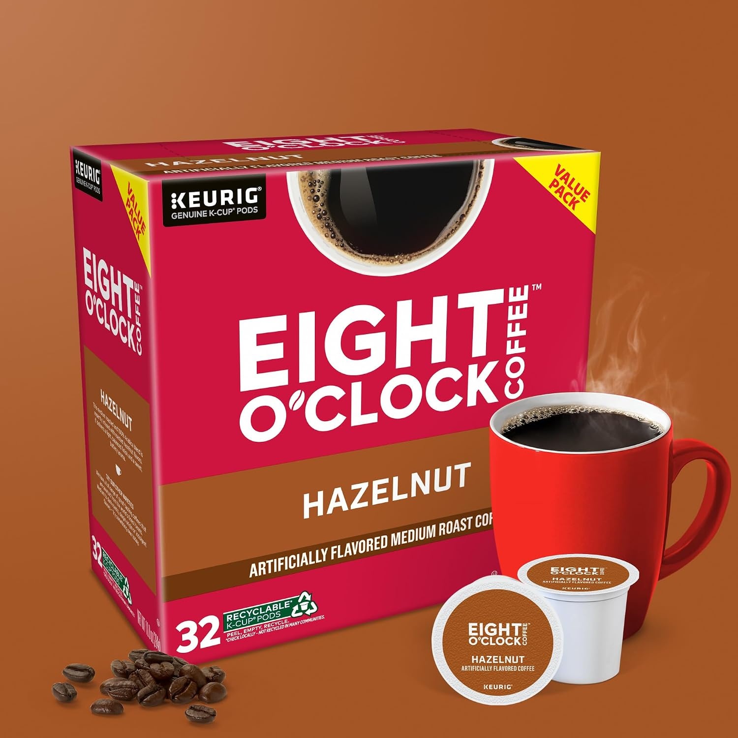 image:imageEight OClock Coffee Colombian Peaks SingleServe Keurig KCup Pods Medium Roast Coffee Pods 96 CountHazelnut