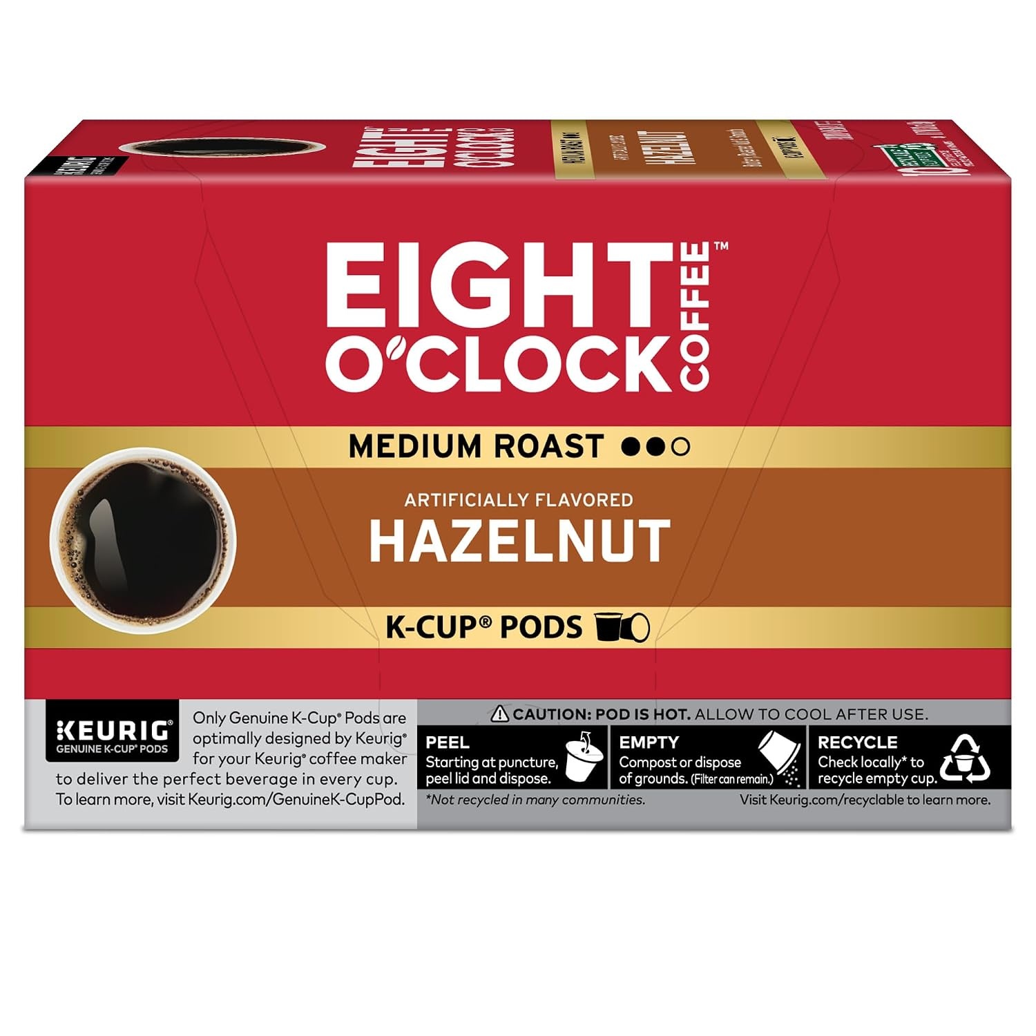 image:imageEight OClock Coffee Colombian Peaks SingleServe Keurig KCup Pods Medium Roast Coffee Pods 96 CountHazelnut