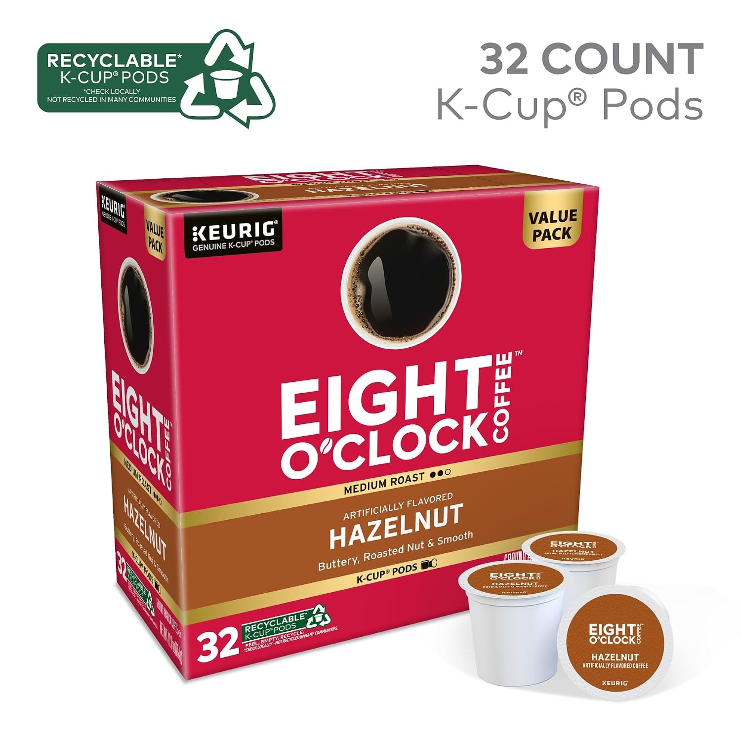 image:imageEight OClock Coffee Colombian Peaks SingleServe Keurig KCup Pods Medium Roast Coffee Pods 96 CountHazelnut