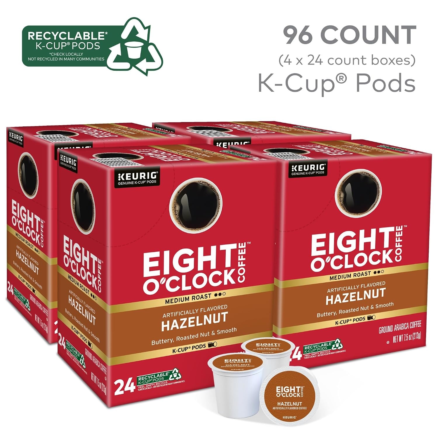 image:imageEight OClock Coffee Colombian Peaks SingleServe Keurig KCup Pods Medium Roast Coffee Pods 96 CountHazelnut