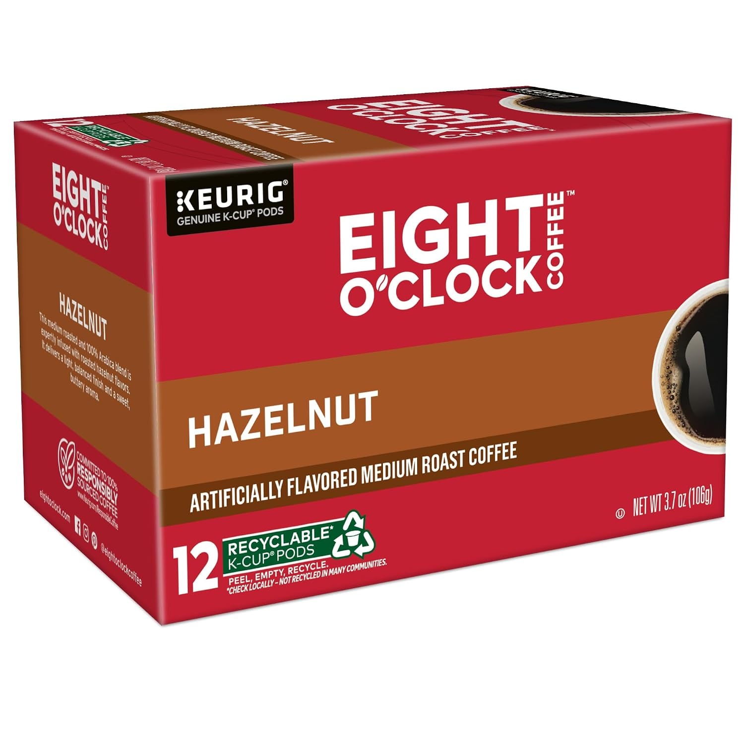 image:imageEight OClock Coffee Colombian Peaks SingleServe Keurig KCup Pods Medium Roast Coffee Pods 96 CountHazelnut