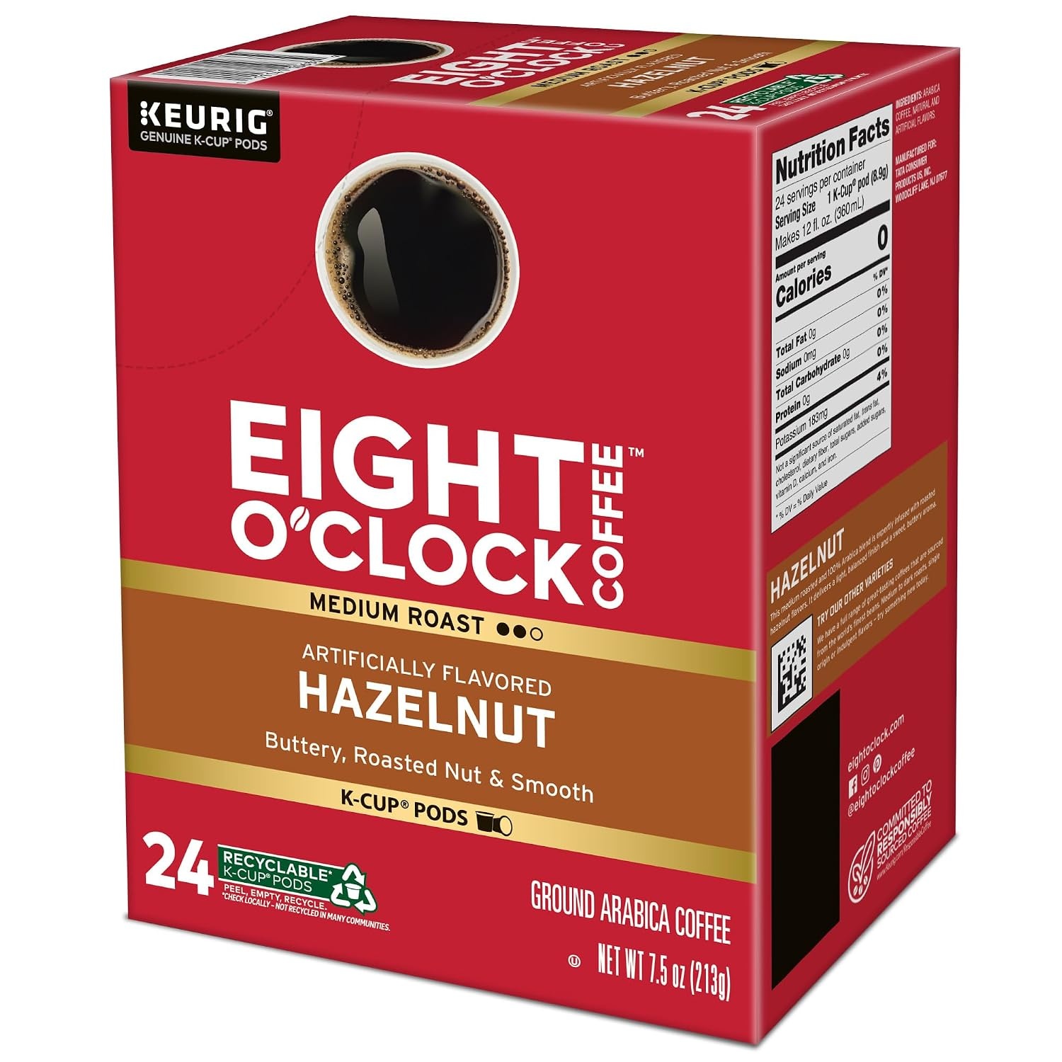 image:imageEight OClock Coffee Colombian Peaks SingleServe Keurig KCup Pods Medium Roast Coffee Pods 96 CountHazelnut