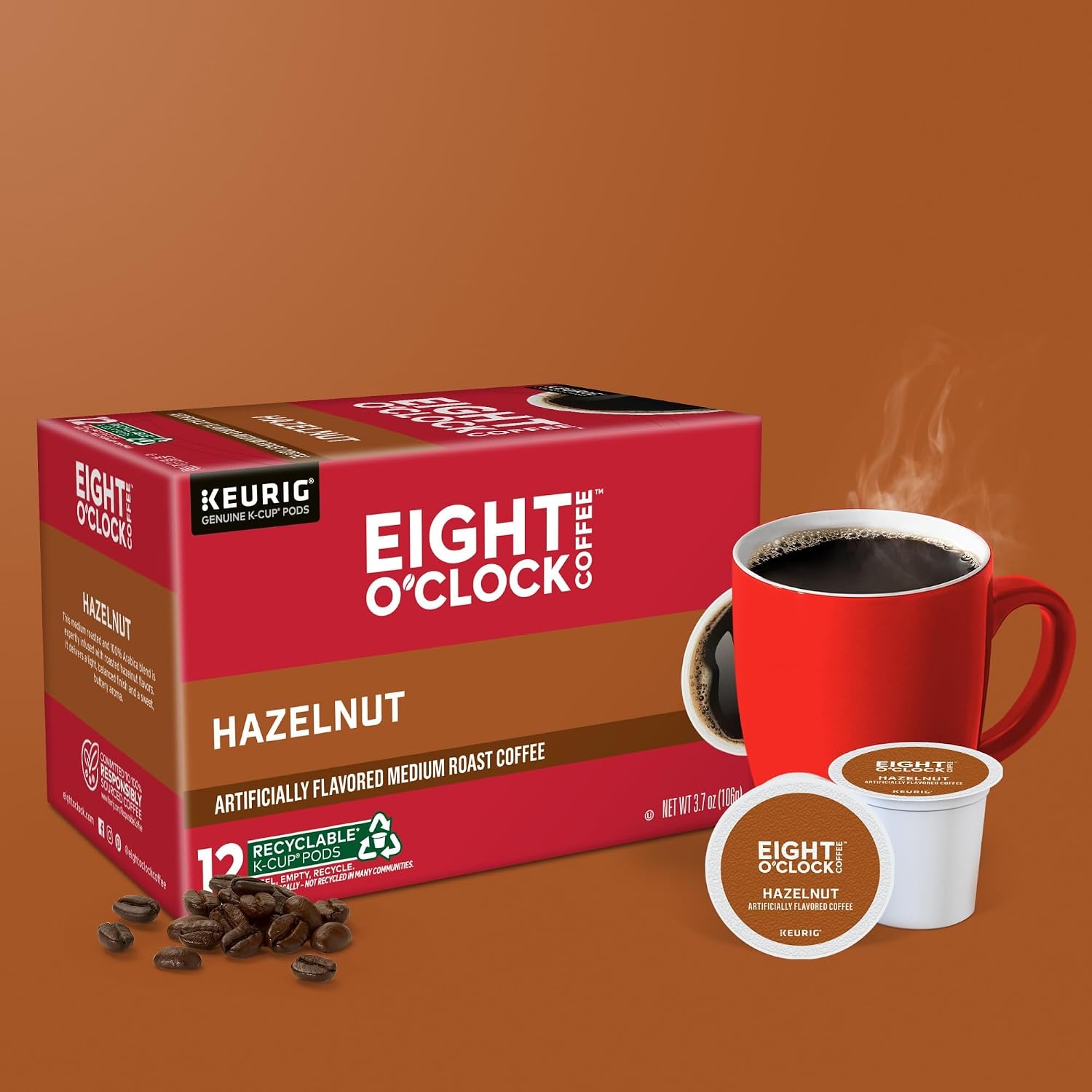 image:imageEight OClock Coffee Colombian Peaks SingleServe Keurig KCup Pods Medium Roast Coffee Pods 96 CountHazelnut