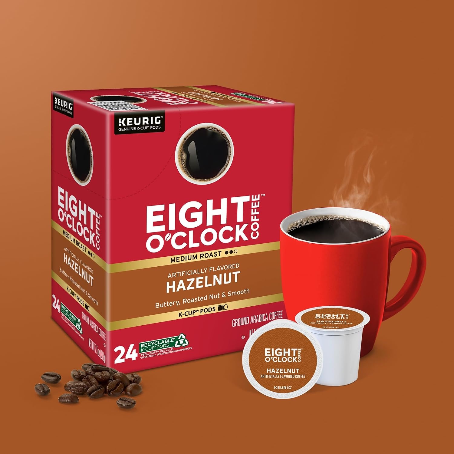 image:imageEight OClock Coffee Colombian Peaks SingleServe Keurig KCup Pods Medium Roast Coffee Pods 96 CountHazelnut