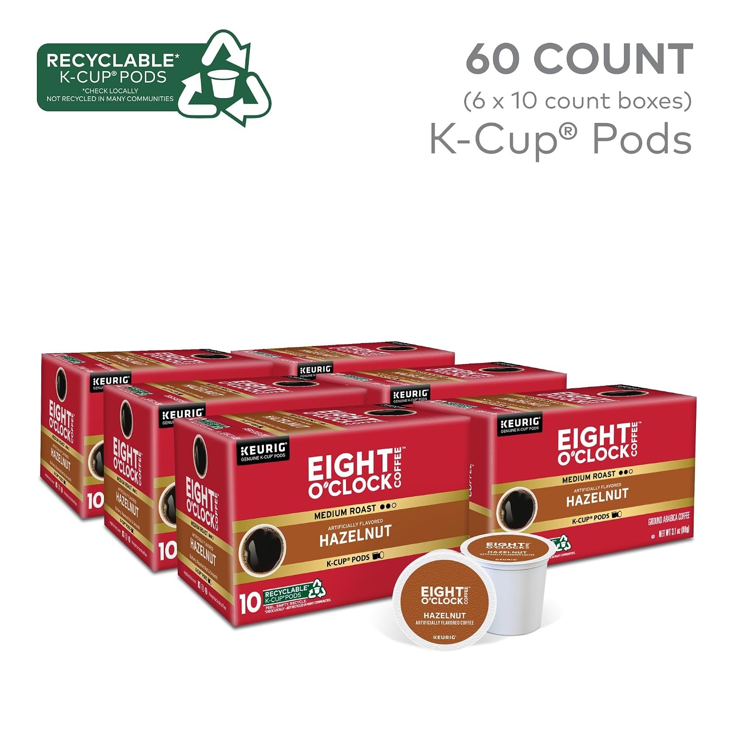 image:imageEight OClock Coffee Colombian Peaks SingleServe Keurig KCup Pods Medium Roast Coffee Pods 96 CountHazelnut